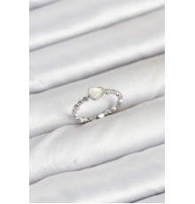 Pirinç Gümüş Renk Kalpli Model Kadın Yüzük