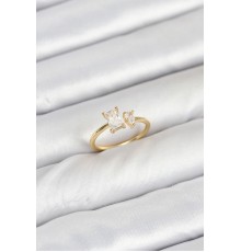 Pirinç Gold Renk Zirkon Taşlı Kadın Yüzük