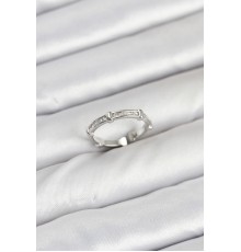 Pirinç Gümüş Renk Kemik Model Zirkon Taşlı Kadın Yüzük