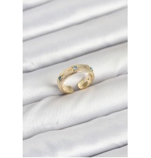 Pirinç Gold Renk Mavi Zirkon Taşlı Kutup Yıldızı Model Kadın Yüzük