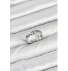 Pirinç Gümüş Renk Mavi Zirkon Taşlı Kutup Yıldızı Model Kadın Yüzük