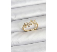 Pirinç Yıldız Model Gold Renk Kadın Yüzük