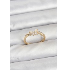 Kelebek Model Gold Renk Pirinç Kadın Yüzük