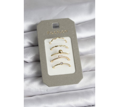 Pirinç Gold Renk 5'li Yüzük Seti