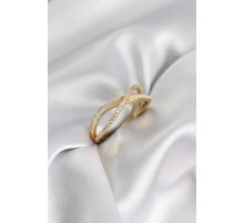 Zirkon Taşlı Sarmal Sedefli Gold Renk Kadın Yüzük