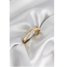 Zirkon Taşlı Sarmal Sedefli Gold Renk Kadın Yüzük