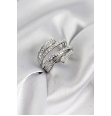 Sarmal Zirkon Baget Taşlı Gümüş Renk Kadın Yüzük