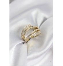 Sarmal Zirkon Baget Taşlı Gold Renk Kadın Yüzük