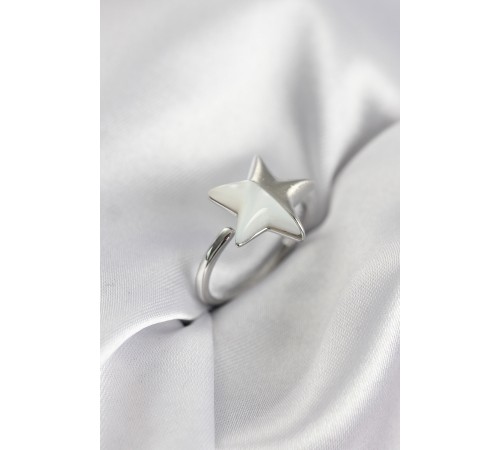 Gümüş Renk Sedefli Yıldız Model Kadın Yüzük