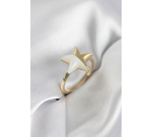 Gold Renk Sedefli Yıldız Model Kadın Yüzük
