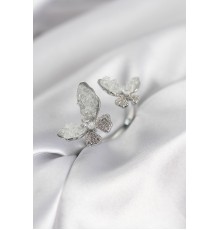 Gümüş Renk Beyaz Kelebek Model Zirkon Taşlı Kadın Yüzük