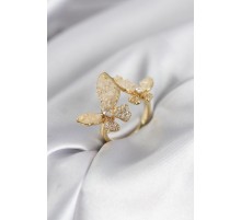Gold Renk Beyaz Kelebek Model Zirkon Taşlı Kadın Yüzük