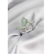 Gümüş Renk Su Yeşili Kelebek Model Zirkon Taşlı Kadın Yüzük