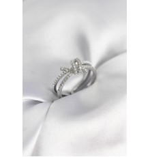 Gümüş Renk İncili Zirkon Taşlı Düğüm Kadın Yüzük