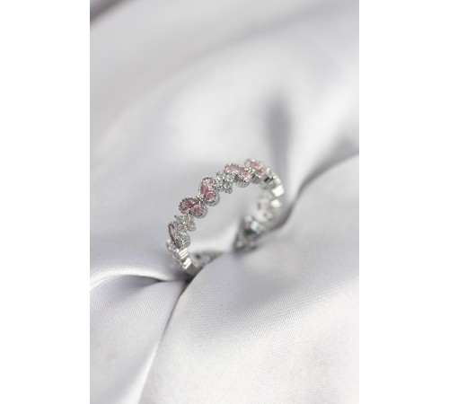 Pembe Zirkon Taşlı Kelebek Model Kadın Yüzük