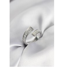 Gümüş Renk Sedefli Baget Zirkon Taşlı Kadın Yüzük