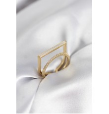 Gold Renk Sedefli Zirkon Taşlı 2'li Kadın Yüzük