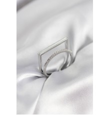 Gümüş Renk Sedefli Zirkon Taşlı 2'li Kadın Yüzük