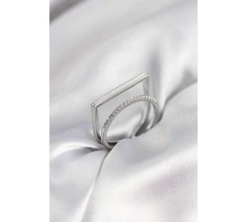 Gümüş Renk Sedefli Zirkon Taşlı 2'li Kadın Yüzük