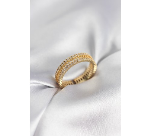 Gold Renk Minimal Zirkon Taşlı Kadın Yüzük