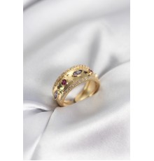 Gold Renk Zirkon Taşlı Vintage Kadın Yüzük