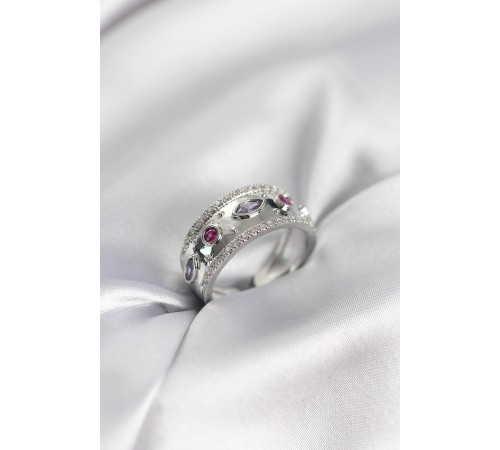 Gümüş Renk Zirkon Taşlı Vintage Kadın Yüzük