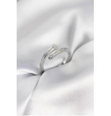 Zirkon Taşlı Gümüş Renk Yassı Çivi Model Kadın Yüzük