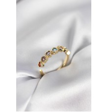 Gold Renk Kalp Model Renkli Zirkon Taşlı Kadın Yüzük