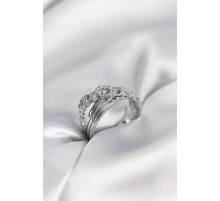 Gümüş Renk Zirkon Taşlı Zincir Model Kadın Yüzük