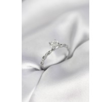 Gümüş Renk Sarmal Zincir Model Tek Taş Model Zirkon Taşlı Kadın Yüzük