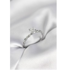 Gümüş Renk Sarmal Zincir Model Tek Taş Model Zirkon Taşlı Kadın Yüzük