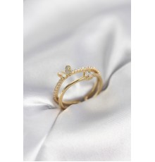 Gold Renk 2'li Zirkon Taşlı Kelebek Model Kadın Yüzük