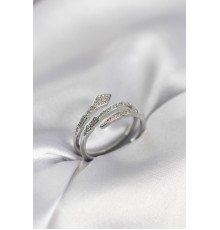 Yılan Model Gümüş Renk Zirkon Taşlı Kadın Yüzük