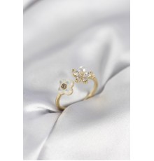 Gold Renk Sedefli Çiçek Model Kadın Yüzük