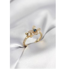 Gold Renk Çiçek Model Zirkon Taşlı Kadın Yüzük