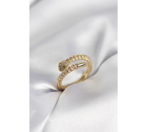 Yılan Model Gold Renk Zirkon Taşlı Kadın Yüzük