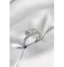 Yılan Model Gümüş Renk Zirkon Taşlı Kadın Yüzük