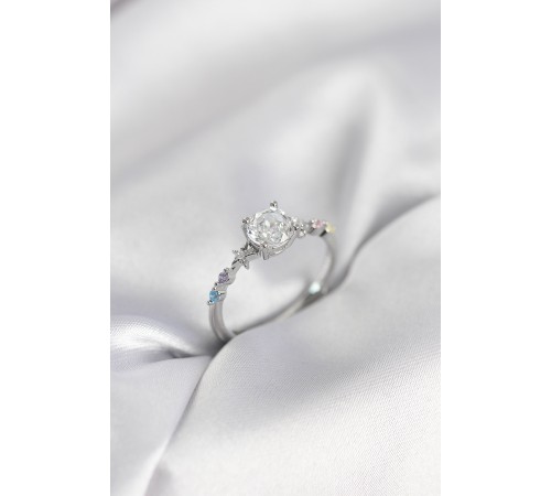 Tek Taş Model Zirkon Taşlı Gümüş Renk Kadın Yüzük