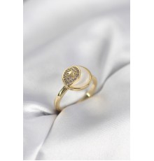 Ay Yıldız Model Gold Renk Zirkon Taşlı Kadın Yüzük