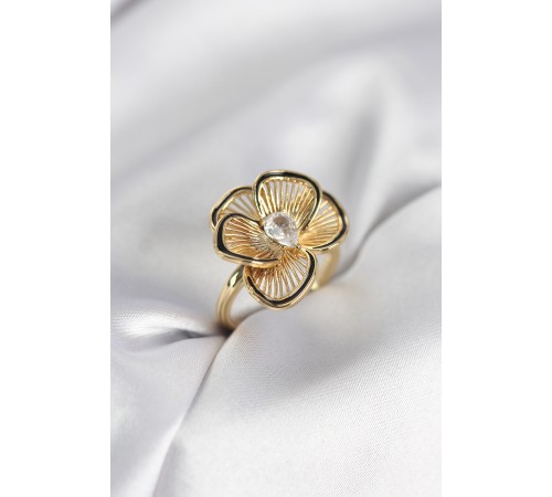 Gold Renk Çiçek Model Vintage Kadın Yüzük