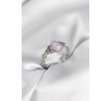 Gümüş Renk Pembe Damla Model Kadın Yüzük