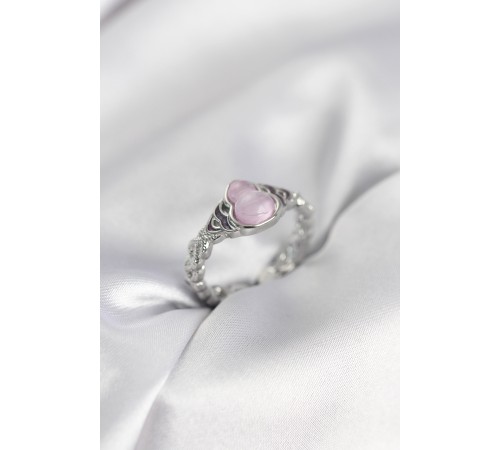 Gümüş Renk Pembe Damla Model Kadın Yüzük