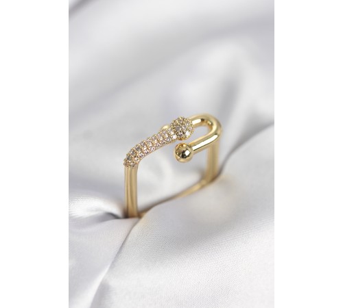Gold Renk Zirkon Taşlı Tifani Model Kare Kadın Yüzük