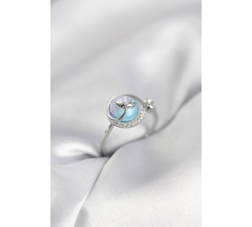 Gümüş Renk Balık Kuyruğu Okyanus Model Kadın Yüzük