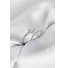 Gümüş Renk Zirkon Taşlı Kuyruklu Kalp Model Kadın Yüzük