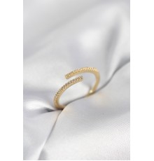 Gold Renk Zirkon Taşlı Yılan Tarz Kadın Yüzük