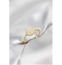 Gold Renk Gül Model İncili Kadın Yüzük