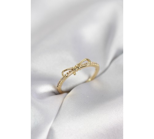 Fiyonk Model Zirkon Taşlı Gold Renk Kadın Yüzük
