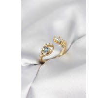Gözyaşı Model Gold Renk Zirkon Taşlı Kadın Yüzük