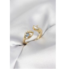 Gözyaşı Model Gold Renk Zirkon Taşlı Kadın Yüzük